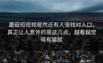 蘑菇短视频居然还有人没找对入口，真正让人意外的是这几点，越看越觉得有猫腻