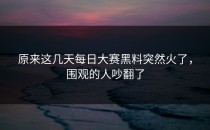 原来这几天<strong>每日大赛黑料</strong>突然火了，围观的人吵翻了