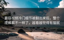 蘑菇视频冷门细节被翻出来后，整个理解都不一样了，越看越觉得有猫腻