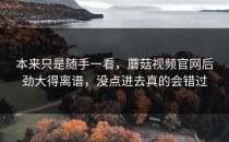 本来只是随手一看，蘑菇视频官网后劲大得离谱，没点进去真的会错过