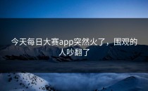 今天每日大赛app突然火了，围观的人吵翻了
