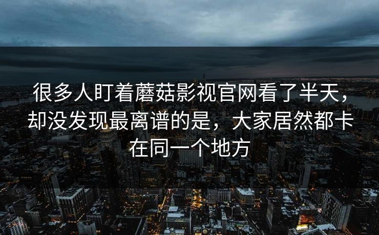 很多人盯着蘑菇影视官网看了半天,却没发现最离谱的是,大家居然都卡在同一个地方 第1张 很多人盯着蘑菇影视官网看了半天,却没发现最离谱的是,大家居然都卡在同一个地方 第1张