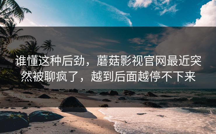 谁懂这种后劲,蘑菇影视官网最近突然被聊疯了,越到后面越停不下来 第1张 谁懂这种后劲,蘑菇影视官网最近突然被聊疯了,越到后面越停不下来 第1张