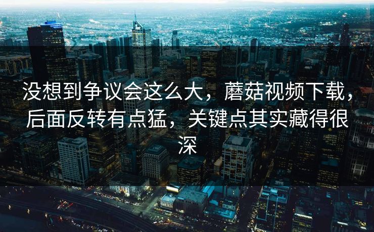没想到争议会这么大,蘑菇视频下载,后面反转有点猛,关键点其实藏得很深 第1张 没想到争议会这么大,蘑菇视频下载,后面反转有点猛,关键点其实藏得很深 第1张