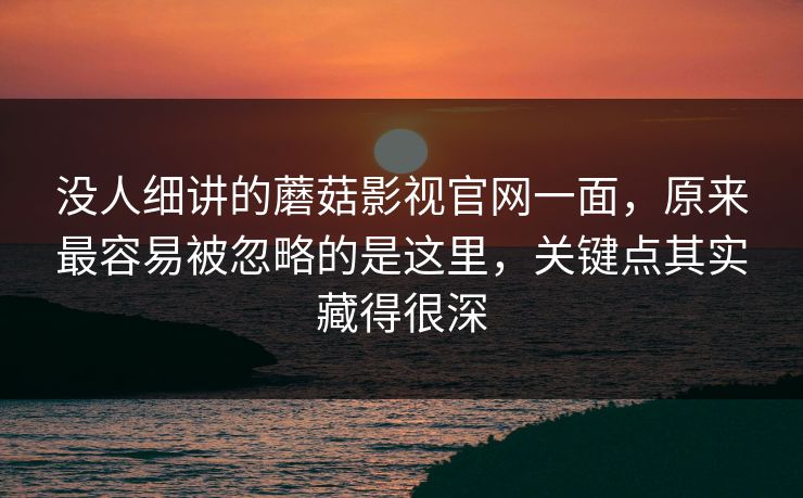 没人细讲的蘑菇影视官网一面,原来最容易被忽略的是这里,关键点其实藏得很深 第1张 没人细讲的蘑菇影视官网一面,原来最容易被忽略的是这里,关键点其实藏得很深 第1张