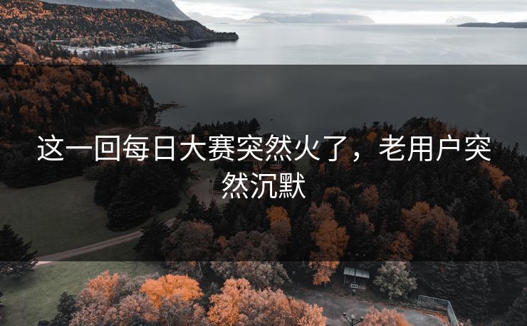 这一回每日大赛突然火了，老用户突然沉默  第1张
